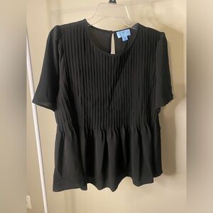 CeCe pleated short sleeve blouse